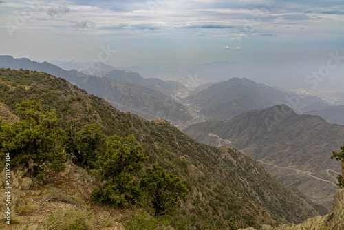 Beautiful view of the valley in Sawda mountains, Abha, Asir, Saudi Arabia photo
