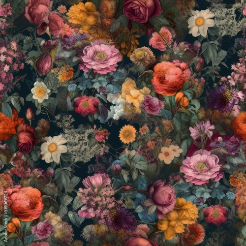 Vivid Blossoms: Hyper Realistic Vintage Flowers in HD for Stunning Visual Impact © Ngha