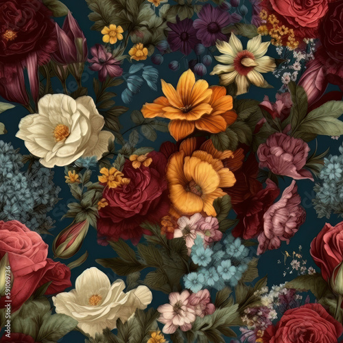 A Bouquet of Beauty: Vintage Flowers with Realistic Detail and Stunning HD Clarity