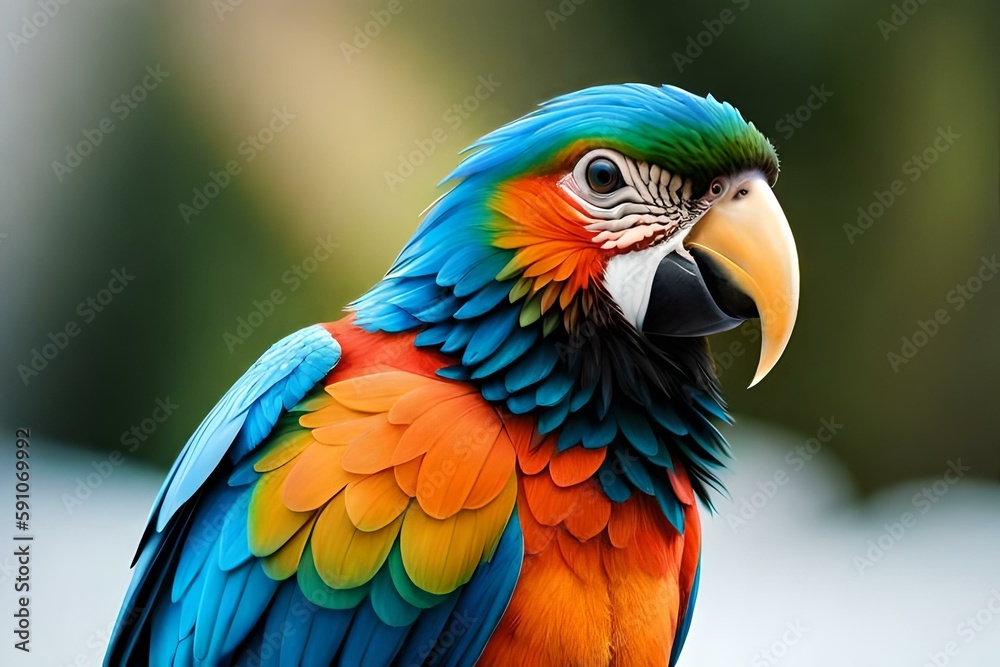 Macaw parrot bird in tropical in action, Generative AI Macaw parrot bird in tropical in action, Generative AI