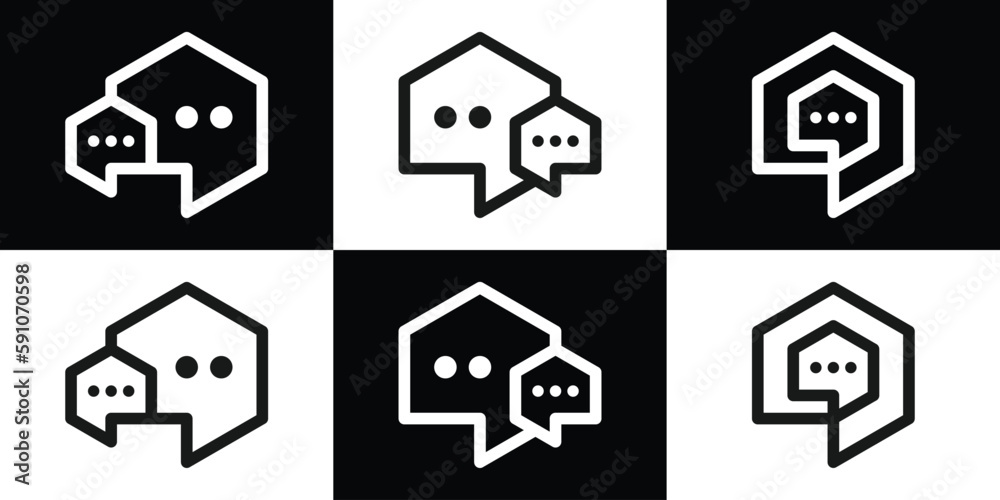home and talk logo design line icon vector illustration home and talk logo design line icon vector illustration