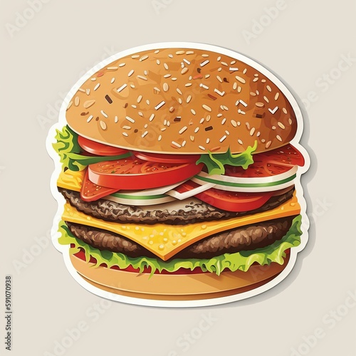 hamburger fa  on icone ou logo  dessin stickers sur fond blanc  illustration ia g  n  rative