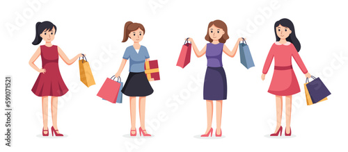 people shopping. People with shopping bags vector illustration 