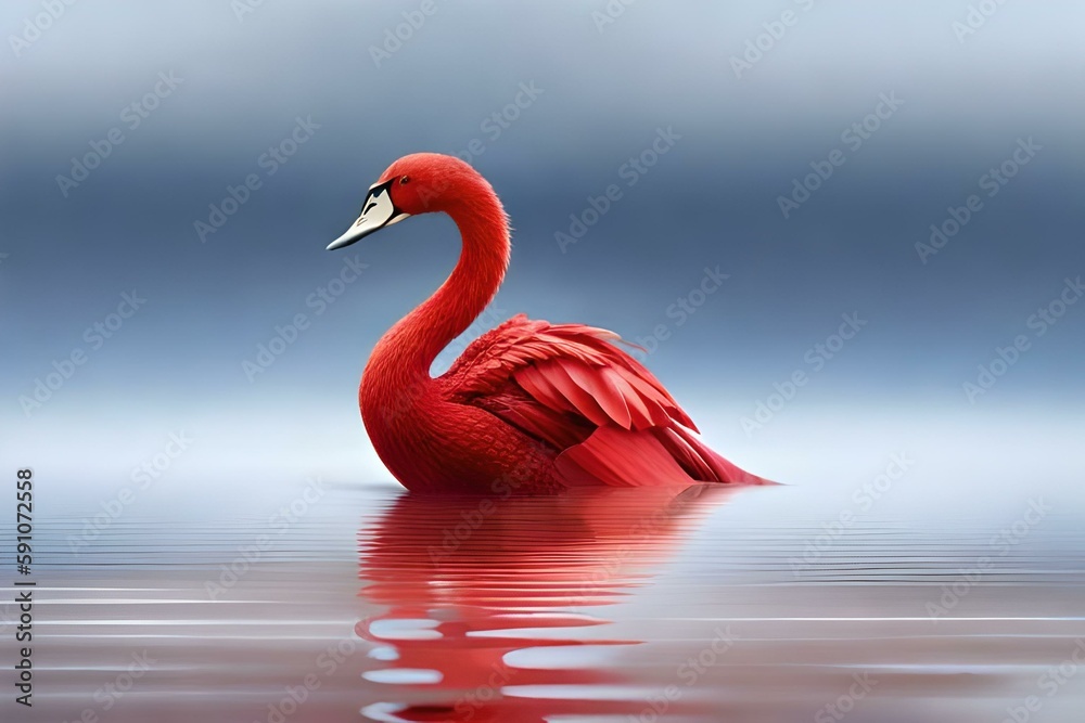 Fototapeta premium Proud swan on a lake, Generative AI