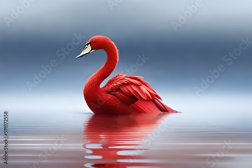 Proud swan on a lake  Generative AI