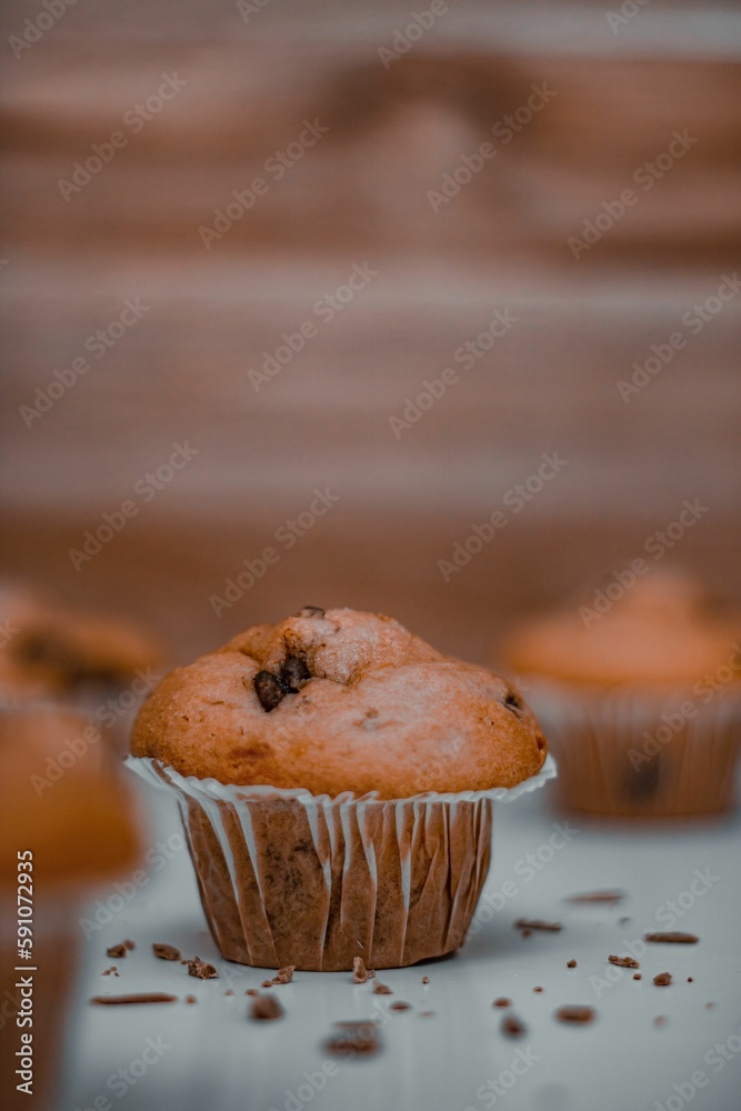 Vertical shot of freshly baked muffins Vertical shot of freshly baked muffins