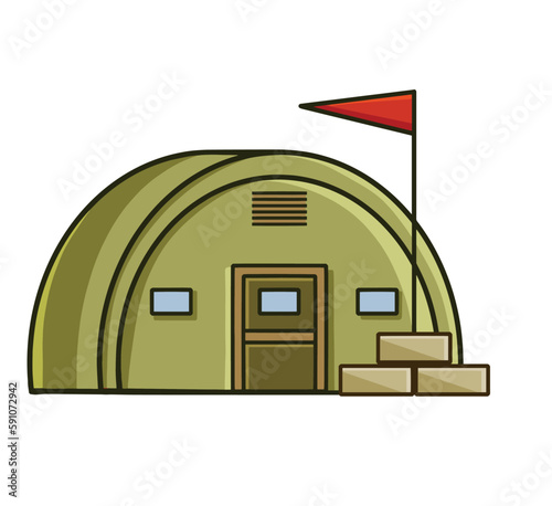 Military base. Army post. Protective building. Modern military camp.