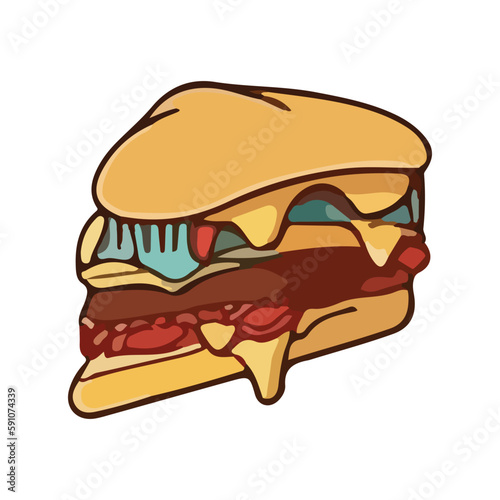 Slice of sandwich Emoji Vector Design. BBQ Fast Food Art Illustration. 