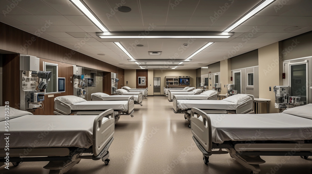 Service de Soins en Hôpital - Salle de Chambre de Patients - Generative AI Service de Soins en Hôpital - Salle de Chambre de Patients - Generative AI