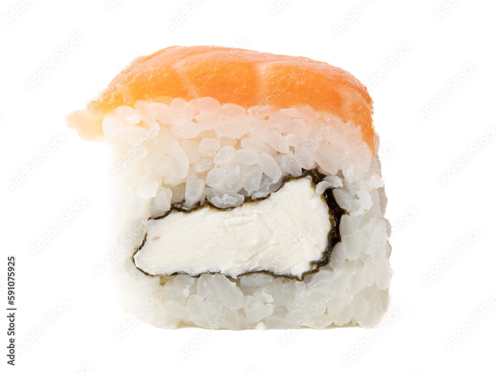 Sushi with fish isolated on white background. Close-up Sushi with fish isolated on white background. Close-up