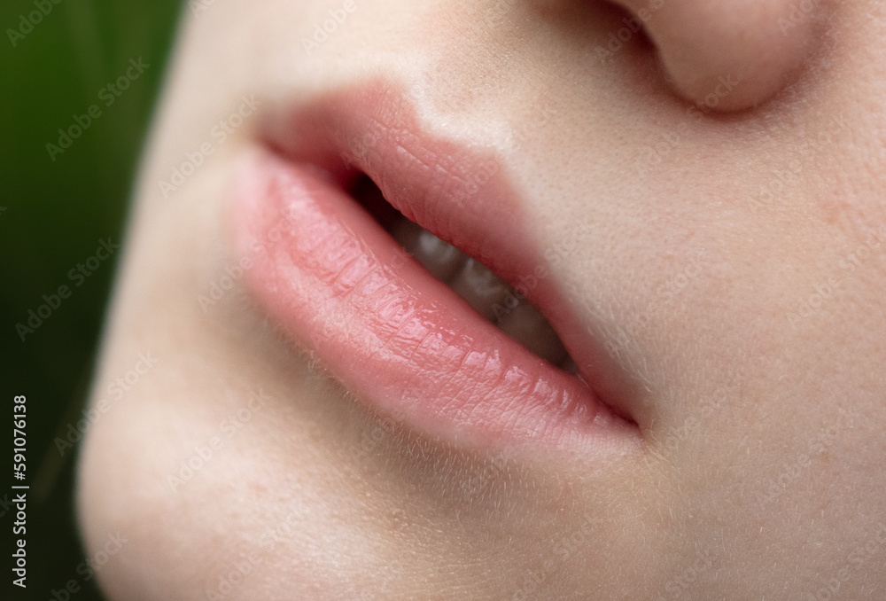 Fototapeta premium The lips of a young girl as a background.