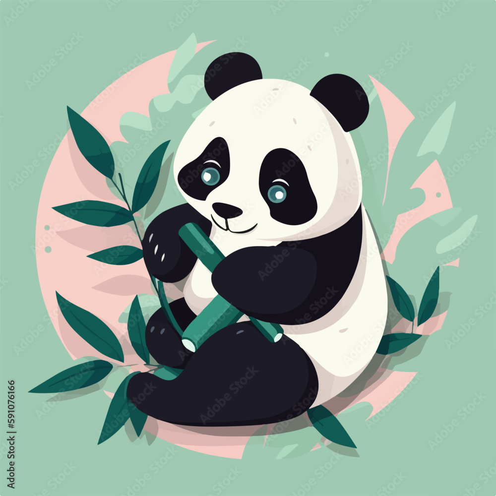 Panda standing on its hind legs in a colored image Panda standing on its hind legs in a colored image