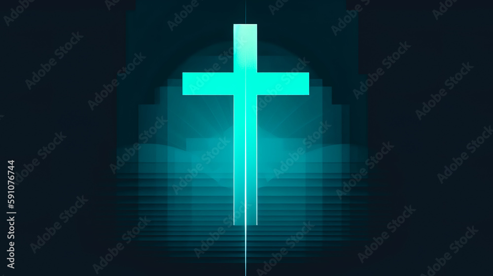 Obraz premium Creative modern illustration with cross, generative AI.
