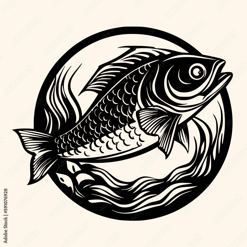 Fototapeta premium Fish vector for logo or icon, drawing Elegant minimalist style,abstract style Illustration