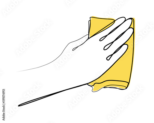 continuous drawing hand with a rag in one line.