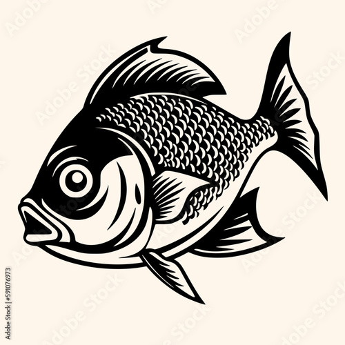Fish vector for logo or icon, drawing Elegant minimalist style,abstract style Illustration