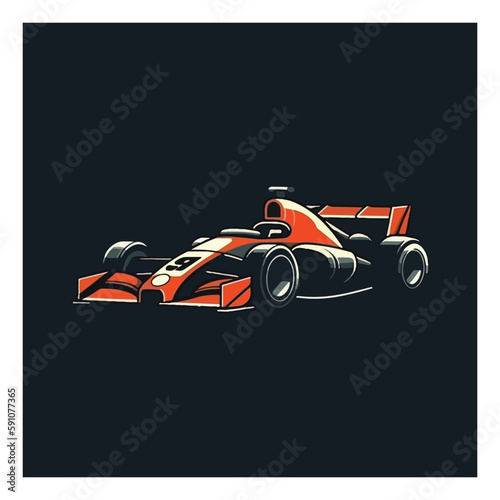 Racing Car on Pit Stop, Fast Motor Racing Bolid Cartoon Vector Illustration