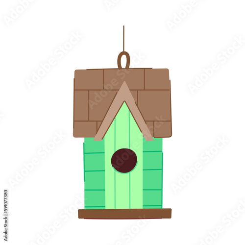 summer bird house cartoon vector illustration