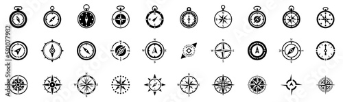 Compasses icons set. Vector illustration