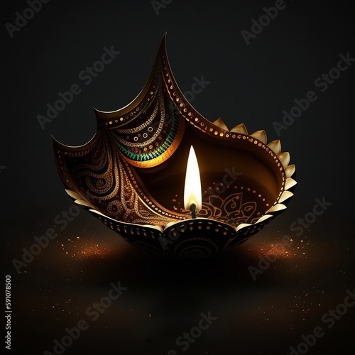 Happy Diwali. A traditional Indian festival. Diwali festival holiday design, Generative Ai.
