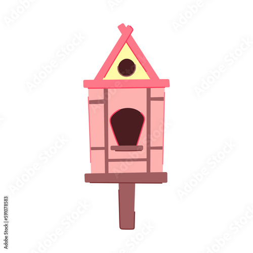 branch bird house cartoon vector illustration