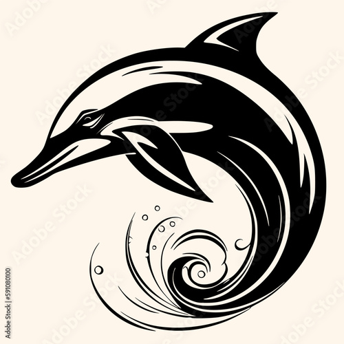 Dolphin vector for logo or icon, drawing Elegant minimalist style,abstract style Illustration