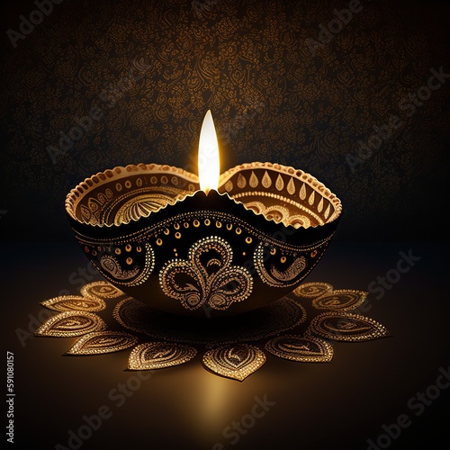 Happy Diwali. A traditional Indian festival. Diwali festival holiday design, Generative Ai.