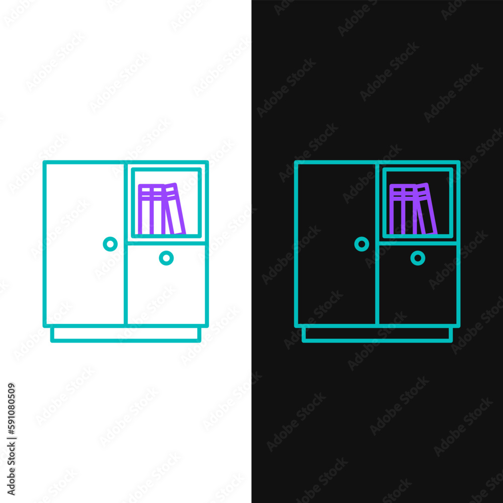 Line Wardrobe icon isolated on white and black background. Colorful outline concept. Vector Line Wardrobe icon isolated on white and black background. Colorful outline concept. Vector