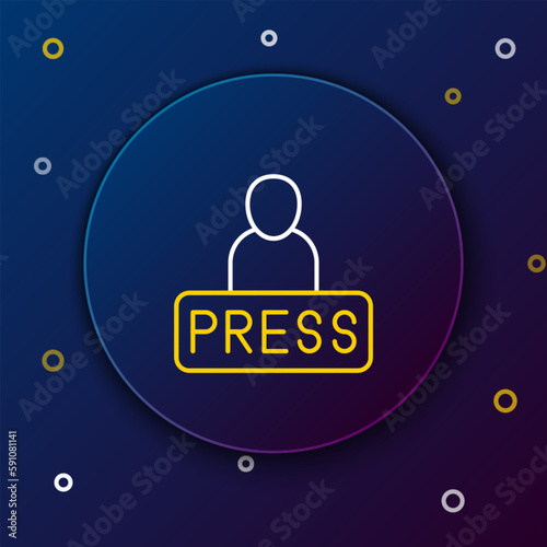 Line Journalist news reporter icon isolated on blue background. Colorful outline concept. Vector