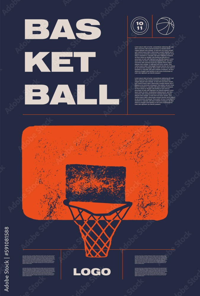 Basketball. Collection of basketball designs in grunge style, sketch
