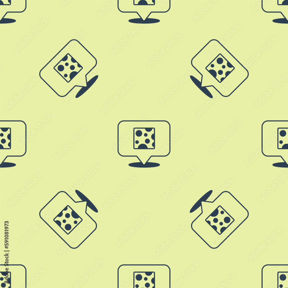 Blue Cheese icon isolated seamless pattern on yellow background. Vector Blue Cheese icon isolated seamless pattern on yellow background. Vector