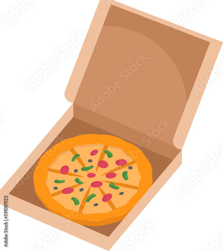 Cute Pizza on a Box Illustration
