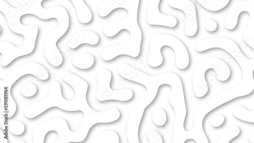 Abstract random turing pattern background with white color and shadow. Vector image