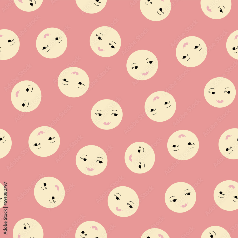 Feminine look, abstract personage, mascot design, funny face, cute icon