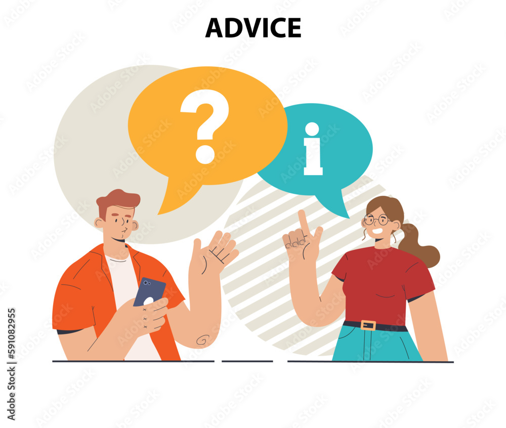 Advice concept set. Character or employee giving or taking a piece Advice concept set. Character or employee giving or taking a piece