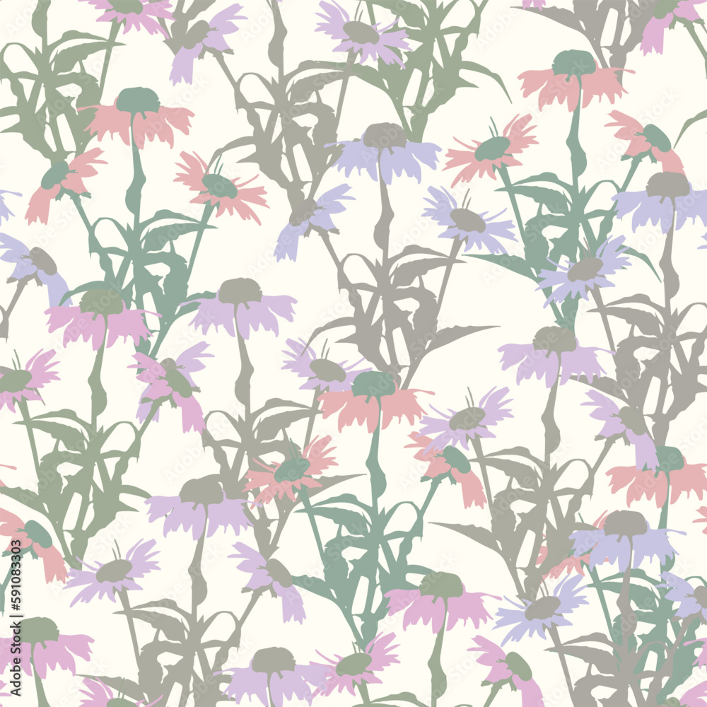 seamless abstact mixed pastel wildflowers pattern background for fashion fabric