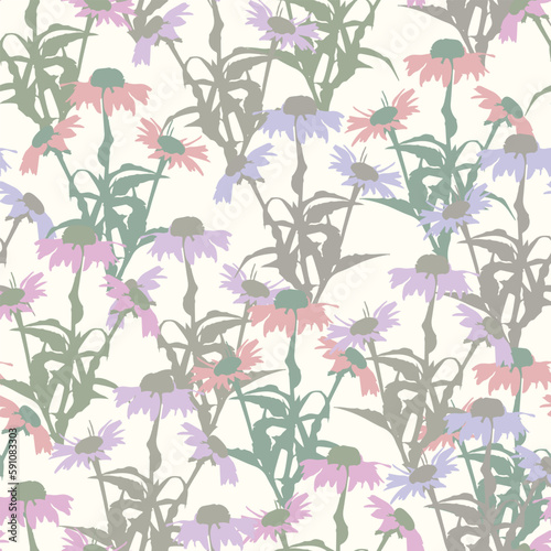Obraz na płótnie seamless abstact mixed pastel wildflowers pattern background for fashion fabric w salonie