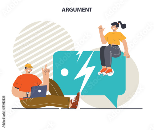 Argument concept set. Controversy or disagreement conversation