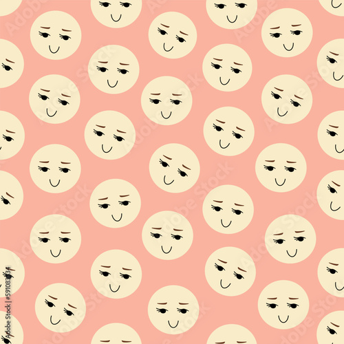 Feminine look, abstract personage, mascot design, funny face, cute icon