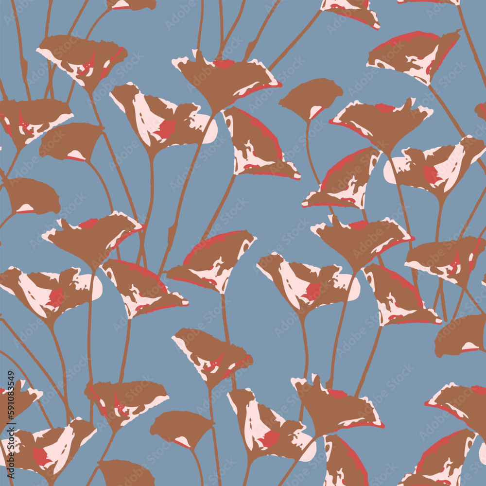 seamless hand drawn backyard flower pattern background