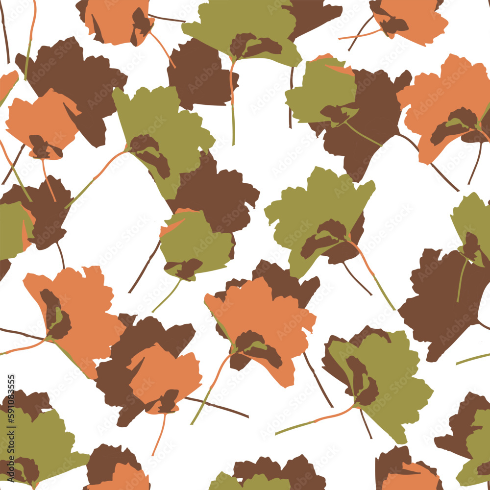 seamless hand drawn backyard flower pattern on white background