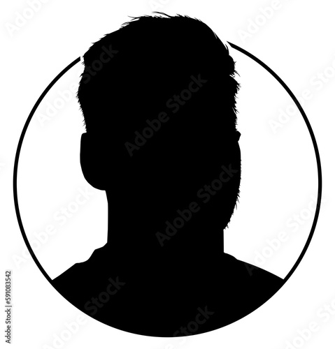 Silhouette of the Portrait of the Man or Guy for Profile Picture, Apps, Website or Graphic Design Element. Format PNG photo