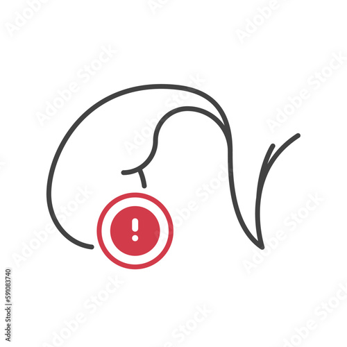 Outline style health care ui icons collection. Human organ disease concept. Vector linear illustration. Gallbladder digestion system anatomy symbol. Exclamation mark. Design element for healthcare