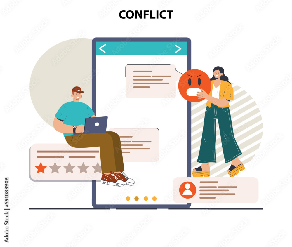 Fototapeta premium Conflict concept. Controversy or disagreement between people in social