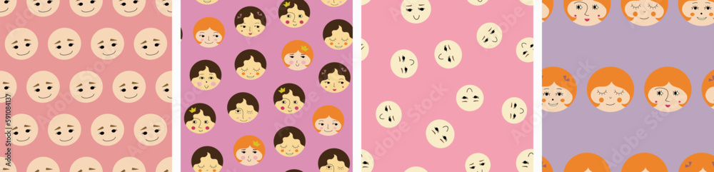 Feminine look, abstract personage, mascot design, funny face, cute icon Feminine look, abstract personage, mascot design, funny face, cute icon