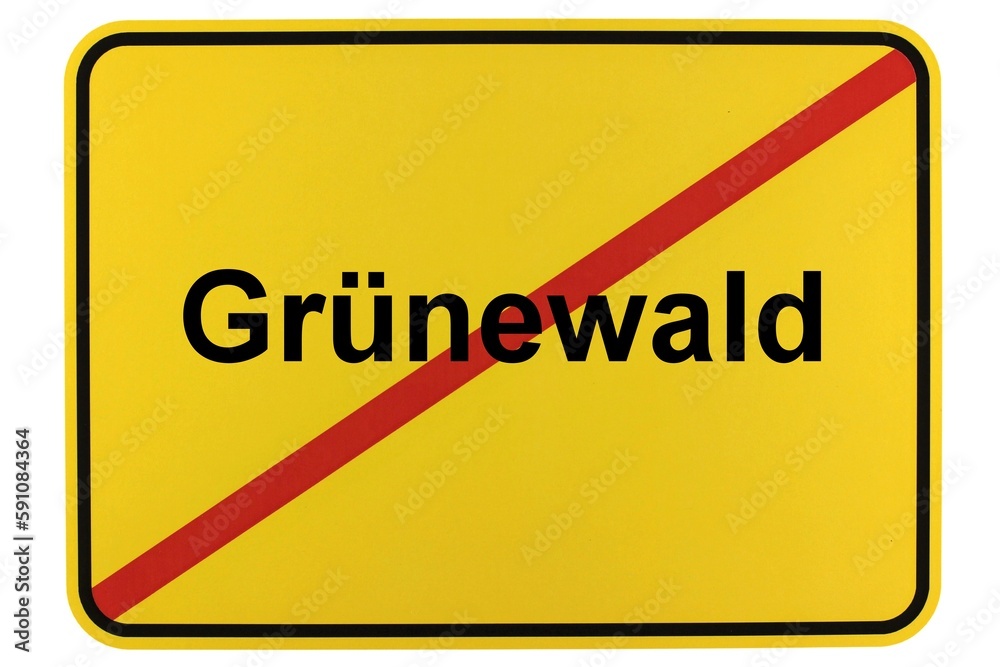 Illustration eines Ortsschildes der Gemeinde Grünewald in Brandenburg Illustration eines Ortsschildes der Gemeinde Grünewald in Brandenburg