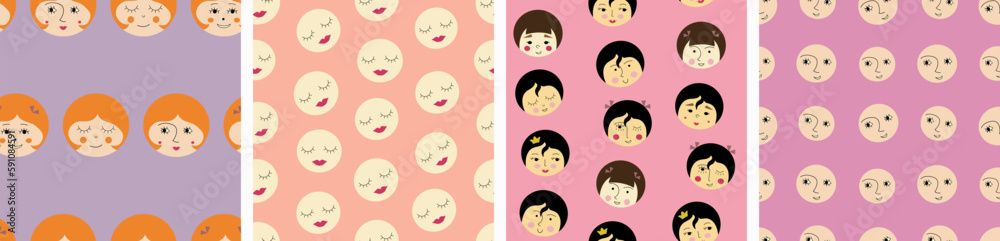 Feminine look, abstract personage, mascot design, funny face, cute icon Feminine look, abstract personage, mascot design, funny face, cute icon