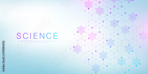 Molecular abstract structure and genetic engineering DNA. Healthcare and medicine background concept. Scientific research background. Wave flow. Innovation pattern. Vector illustration.