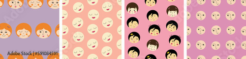 Feminine look, abstract personage, mascot design, funny face, cute icon