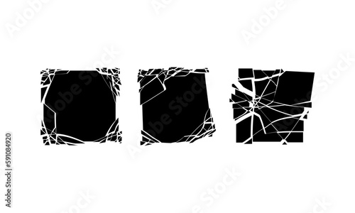 Set black square explode shapes. Cube broken, Vector geometric illustration concept